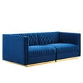 thumbnail image 1 of Modway Sanguine Velvet Modular Sectional Sofa Loveseat in Navy, 1 of 5