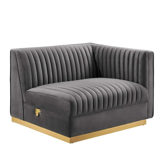 Sanguine Channel Tufted Performance Velvet Modular Sectional Sofa Right-Arm Chair-EEI-6032-DUS