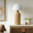 thumbnail image 1 of Santo Rattan Table Lamp With Dome Shade in White Natural, 1 of 10