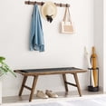 thumbnail image 1 of Modway Saoirse 17.5" Woven Leather & Wood Bench in Black and Walnut, 1 of 8