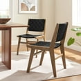 thumbnail image 1 of Modway Saoirse Faux Leather Wood Dining Side Chair - Set of 2 in Walnut Black, 1 of 10