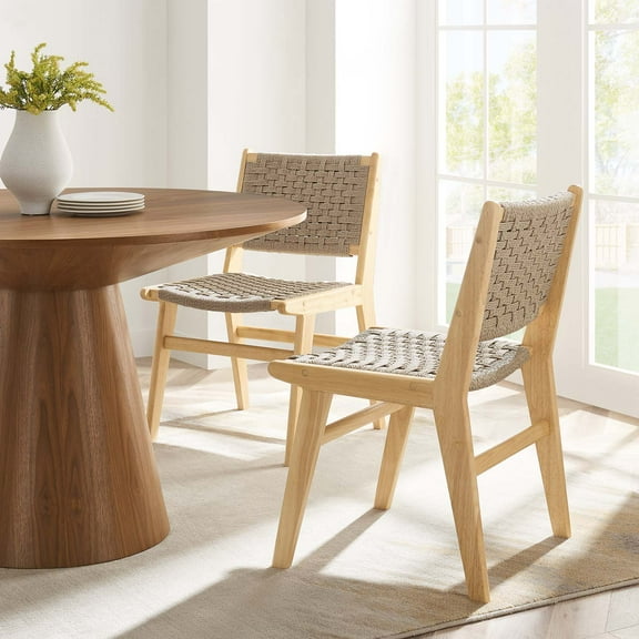 Modway Saoirse 17.5" Fabric Dining Side Chair in Natural (Set of 2)