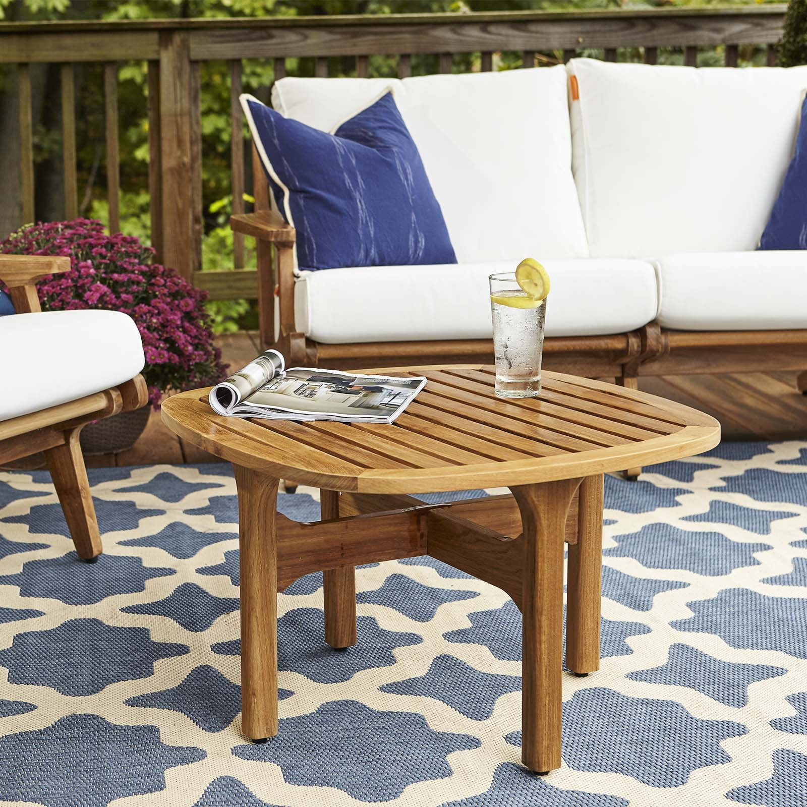 Modway Saratoga Outdoor Patio Teak Coffee Table in Natural - Walmart.com