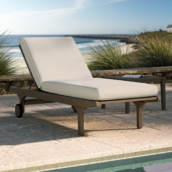 Modway Saratoga Outdoor Teak Chaise Lounge Chair in Pebble