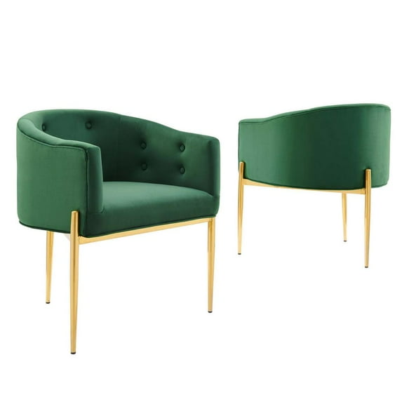 Modway Savour Tufted Performance Velvet Accent Chairs - Set of 2 in Emerald