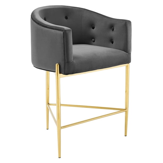 Modway Savour Tufted Performance Velvet Counter Stool, Gray