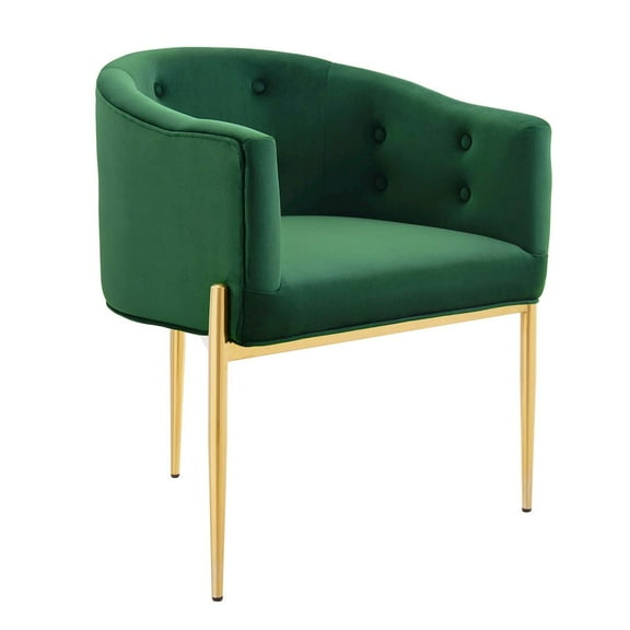 Modway Savour Tufted Performance Velvet Stainless Steel Accent Chair in Emerald