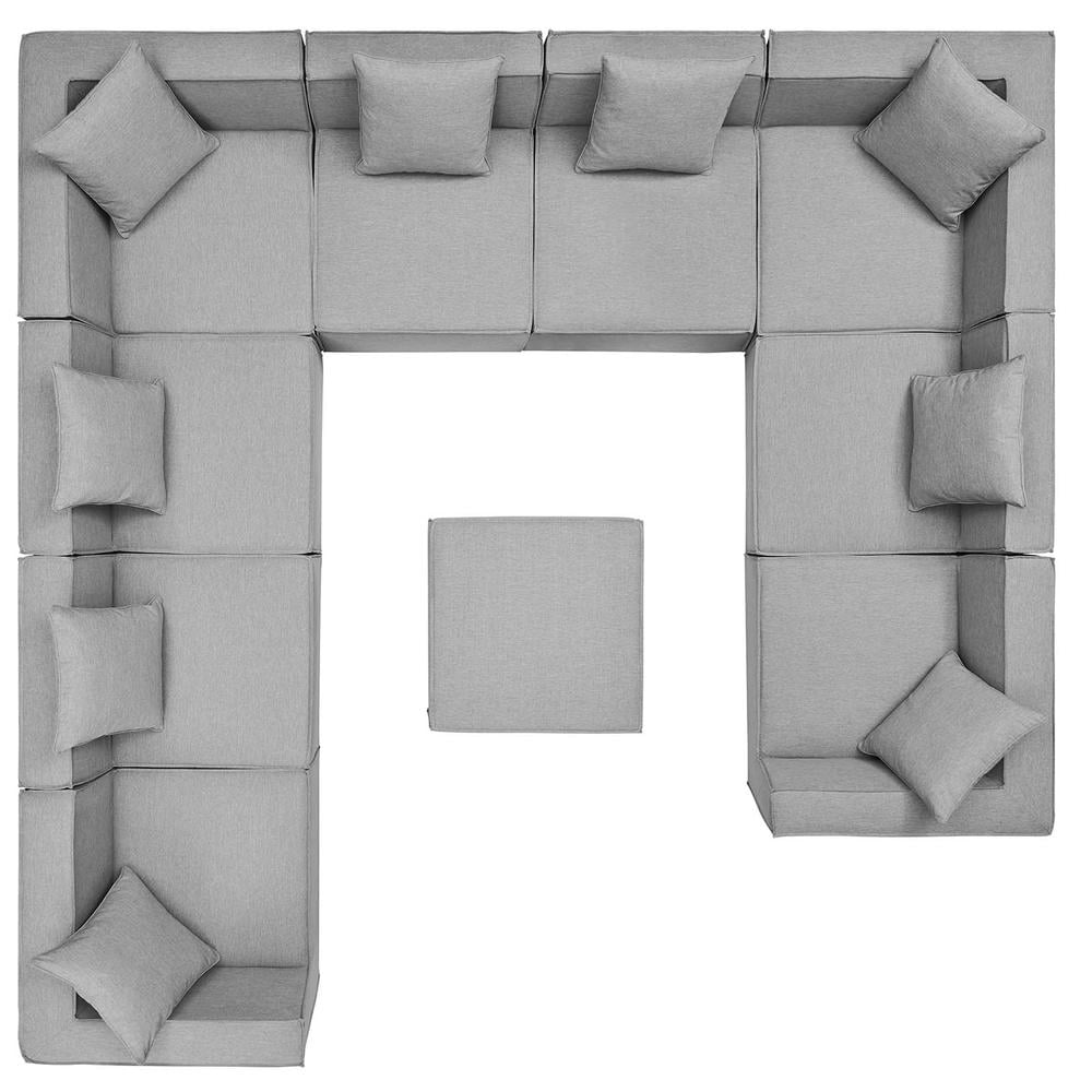 Gray 10-Piece Outdoor Aluminum Sectional Sofa Set