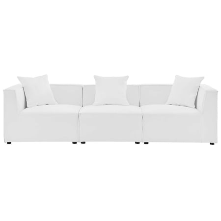 Modway Saybrook 3-Piece Fabric Upholstered Outdoor Patio Sectional Sofa in White