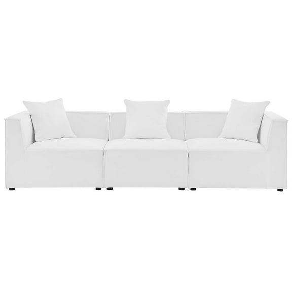 Modway Saybrook Outdoor Patio Upholstered 3-Piece Sectional Sofa in White