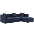 thumbnail image 1 of Modway Saybrook 4-Piece Fabric Upholstered Outdoor Patio Sectional Sofa in Navy, 1 of 12