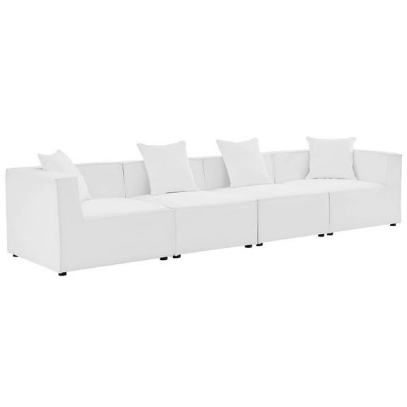 Modway Saybrook 4-Seater Fabric Outdoor Patio Sectional Sofa in White