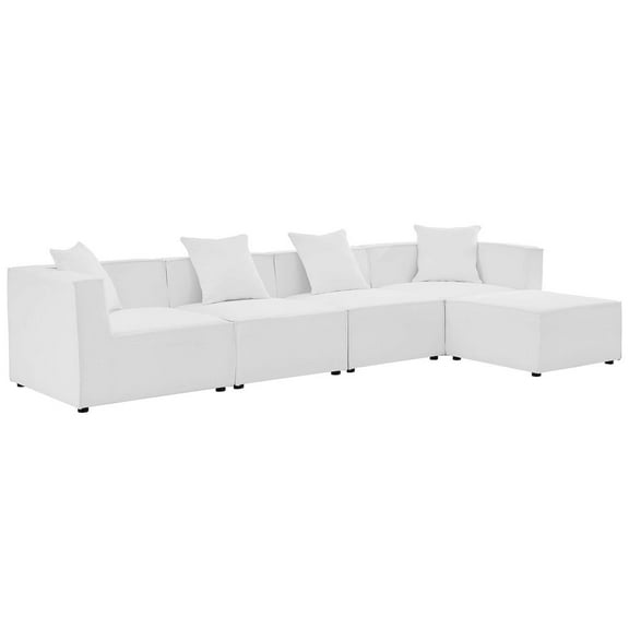 Modway Saybrook 5-Piece Fabric Outdoor Patio Sectional Sofa in White