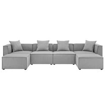 Modway Saybrook Outdoor Patio Upholstered 6-Piece Sectional Sofa in Gray