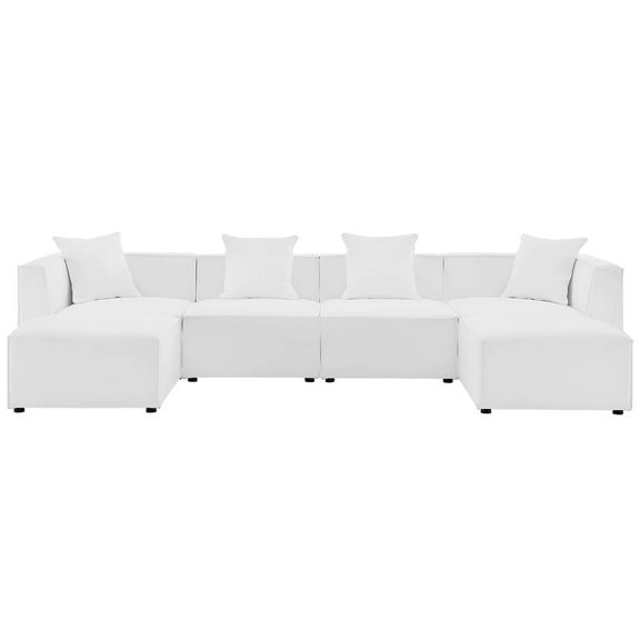 Modway Saybrook 6-Piece Fabric Outdoor Patio Sectional Sofa in White