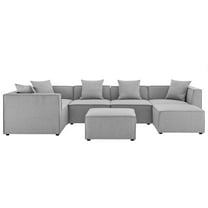 Modway Saybrook Outdoor Patio Upholstered 7-Piece Sectional Sofa in Gray