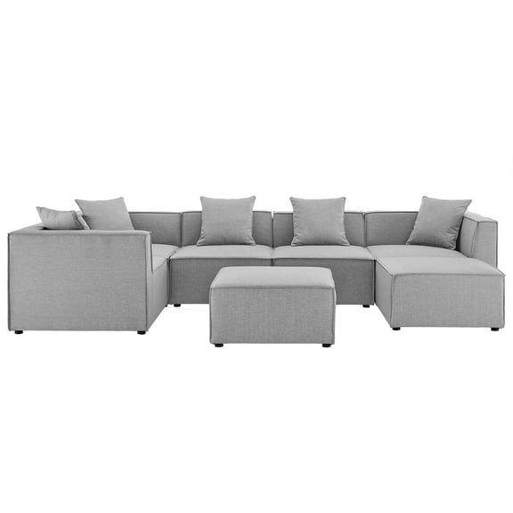 Modway Saybrook Outdoor Patio Upholstered 7-Piece Sectional Sofa in Gray