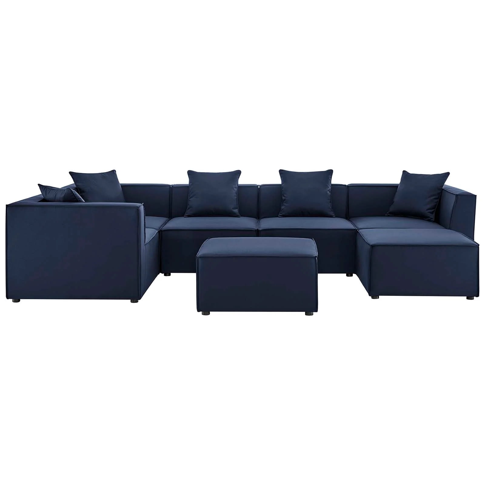 Navy Aluminum 7-Piece Outdoor Sectional Sofa Set