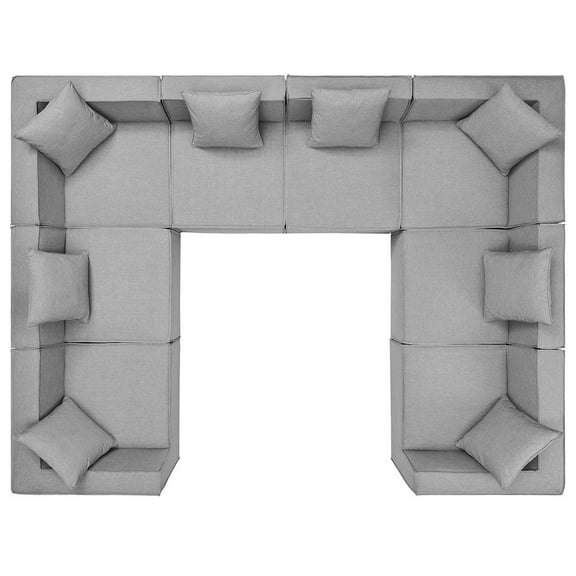 Modway Saybrook Outdoor Patio Upholstered 8-Piece Sectional Sofa in Gray