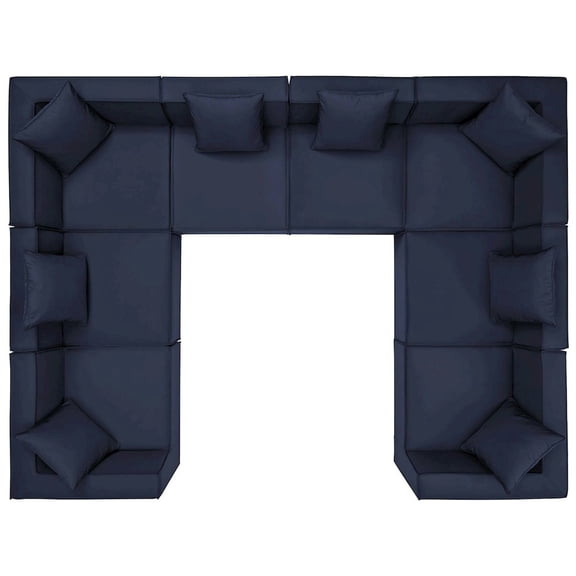 Modway Saybrook Outdoor Patio Upholstered 8-Piece Sectional Sofa in Navy