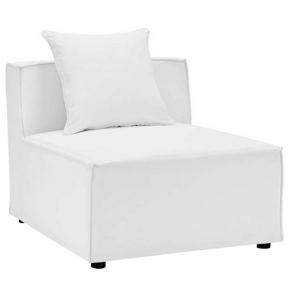 Modway Saybrook Fabric Upholstered Outdoor Patio Sofa Armless Chair in White