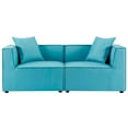 thumbnail image 1 of Modway Saybrook 2 pcs Fabric Outdoor Patio Sectional Sofa Loveseat in Turquoise, 1 of 7