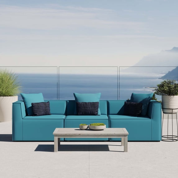 Modway Saybrook Outdoor Patio Upholstered 3-Piece Sectional Sofa, Multiple Colors