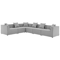 Modway Saybrook Outdoor Patio Upholstered 6-Piece Sectional Sofa in Gray