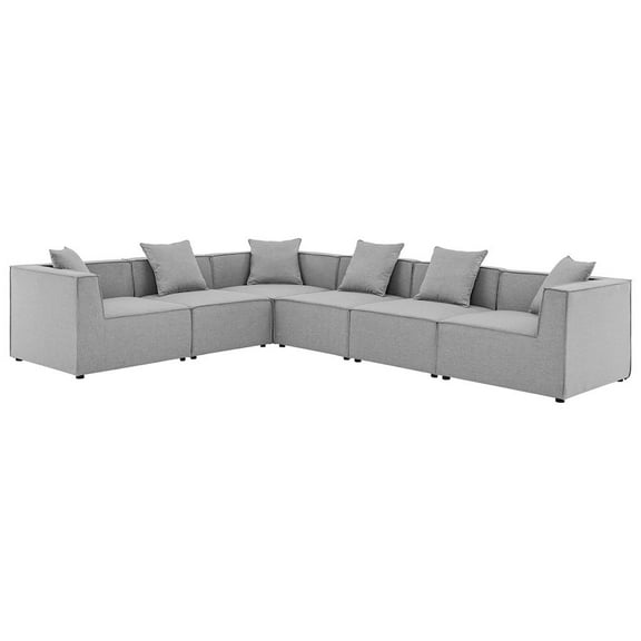 Modway Saybrook Outdoor Patio Upholstered 6-Piece Sectional Sofa in Gray