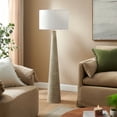 thumbnail image 1 of Saylor Carved Ribbed Wood Floor Lamp With Drum Shade in White Gray, 1 of 10