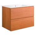 thumbnail image 1 of Modway Scenic 30" Melamine Wall-Mount Bathroom Vanity in Cherry/White, 1 of 4