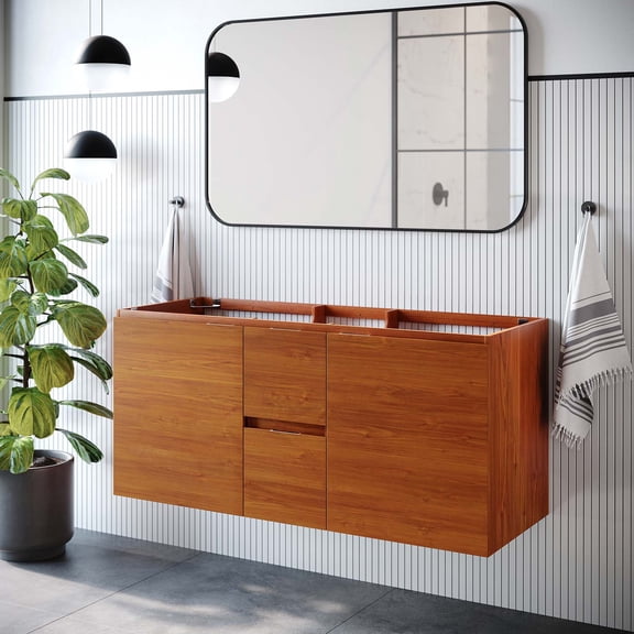Modway Scenic 48" Double Sink Compatible (Not Included) Bathroom Vanity Cabinet in Cherry Walnut