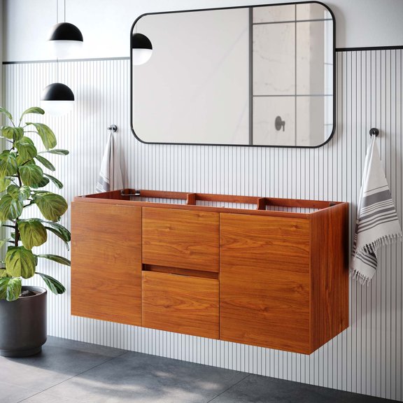 Modway Scenic 48" Single Sink Compatible (Not Included) Bathroom Vanity Cabinet in Cherry Walnut