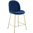 thumbnail image 1 of Modway Scoop 25.5" Stainless Steel Performance Velvet Counter Stool in Navy/Gold, 1 of 6