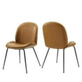 thumbnail image 1 of Modway Scoop Black Powder Coated Steel Leg Vegan Leather Dining Chairs - Set of 2 in Tan, 1 of 7