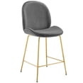 thumbnail image 1 of Gold Stainless Steel Leg Performance Velvet Counter Stool, Gray, 1 of 6