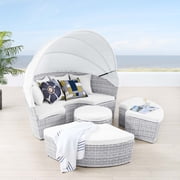 Modway Scottsdale Canopy Outdoor Patio Daybed in Light Gray White