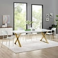 thumbnail image 1 of Modway Sector 87" Wood & Stainless Steel Cross Base Dining Table in White/Gold, 1 of 4