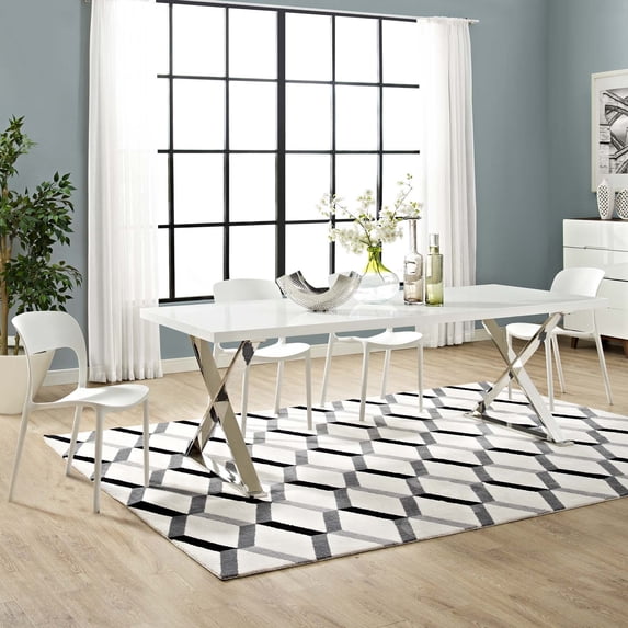 Sector Dining Table - White Silver
