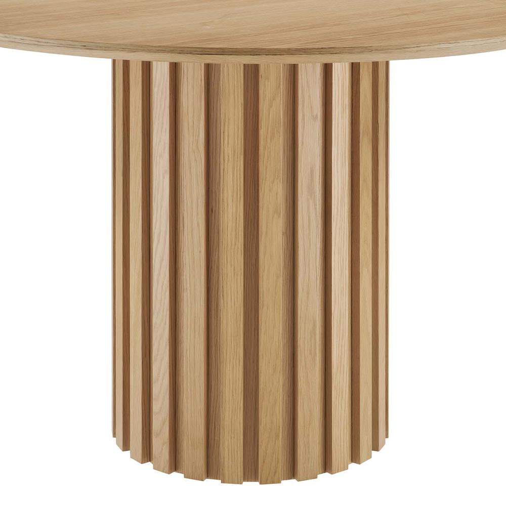 Senja 47" Oak Wood Round Mid-Century Modern Dining Table