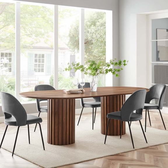 Modway Senja 95" Oval Dining Table in Walnut