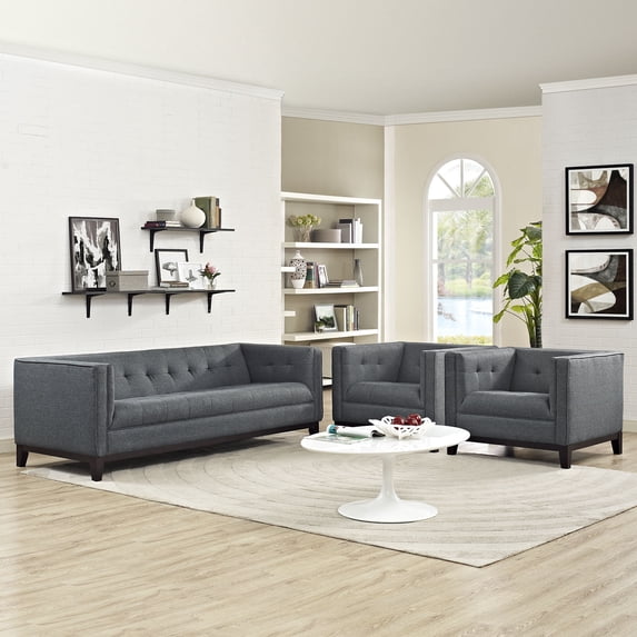 Modway Serve Living Room Set Set of 3 in Gray