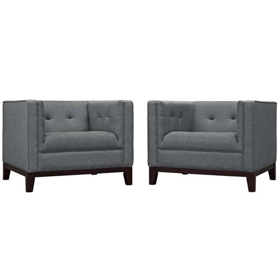 Modway Serve Polyester Fabric and Rubberwood Armchairs in Gray (Set of 2)