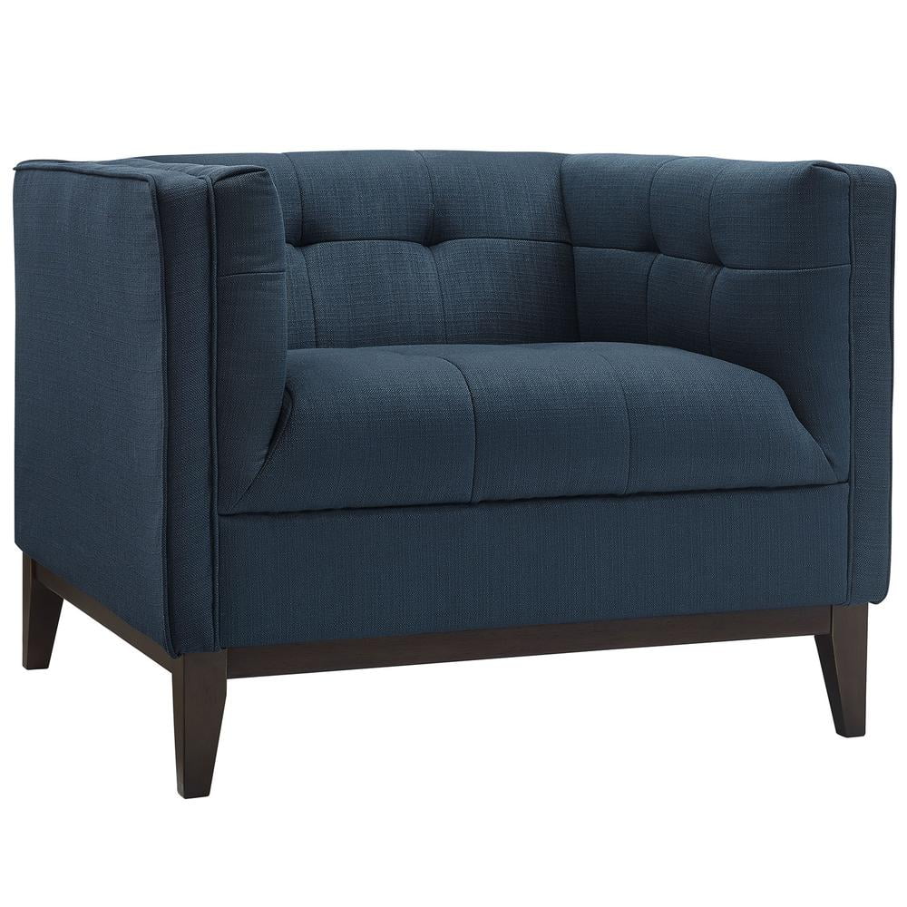 Azure Polyester Upholstered Mid-Century Accent Chair
