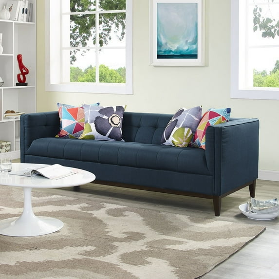 Modway Serve Upholstered Fabric Sofa in Azure