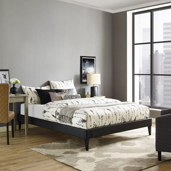 Modway Sharon Faux Leather Upholstered Full Platform Bed in Black