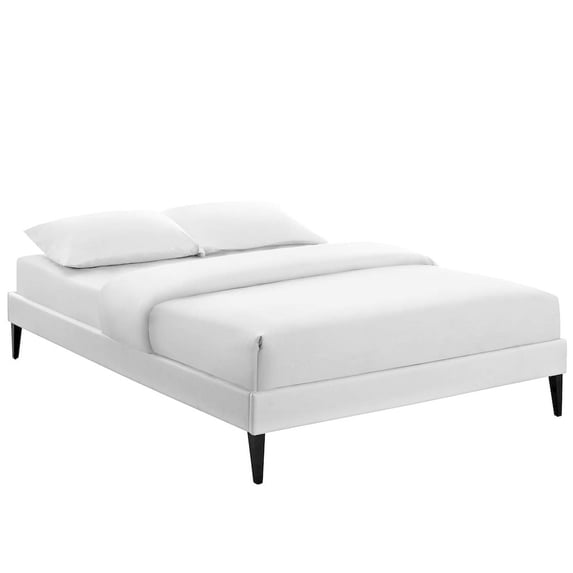 Modway Sharon Full Vinyl Bed Frame with Squared Tapered Legs in White
