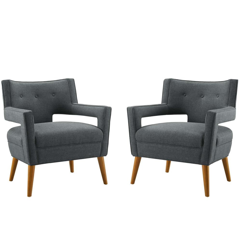 Gray Barrel Accent Chair with Manufactured Wood Legs