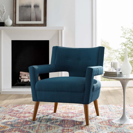 Modway Sheer Upholstered Fabric Armchair in Azure