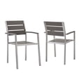 thumbnail image 1 of Modway Shore Outdoor Patio Aluminum Dining Armchair Set of 2 in Silver Gray, 1 of 4